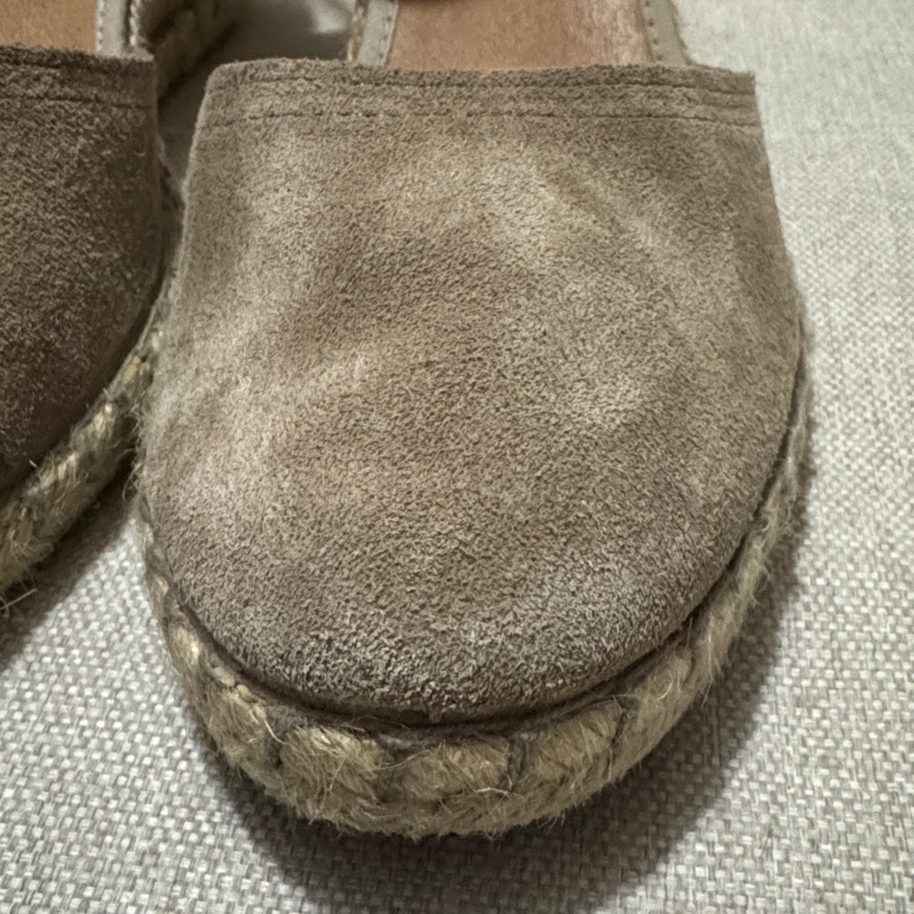 Verbenas Malena Leather Espadrille Wedge Sandal-Taupe-Sz 39-Ankle Strap-GUC - Picture 3 of 16